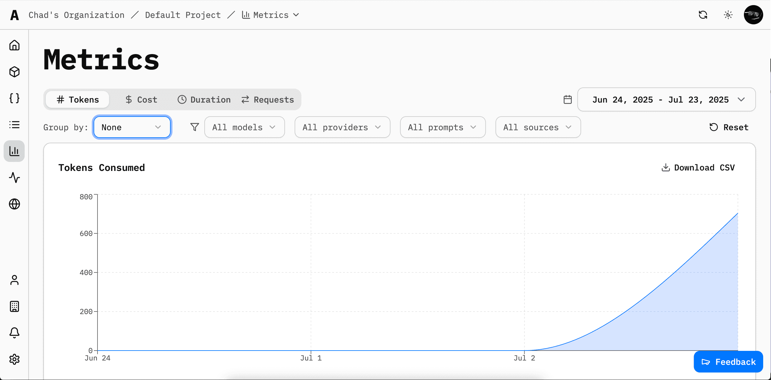 Metrics Page Screenshot