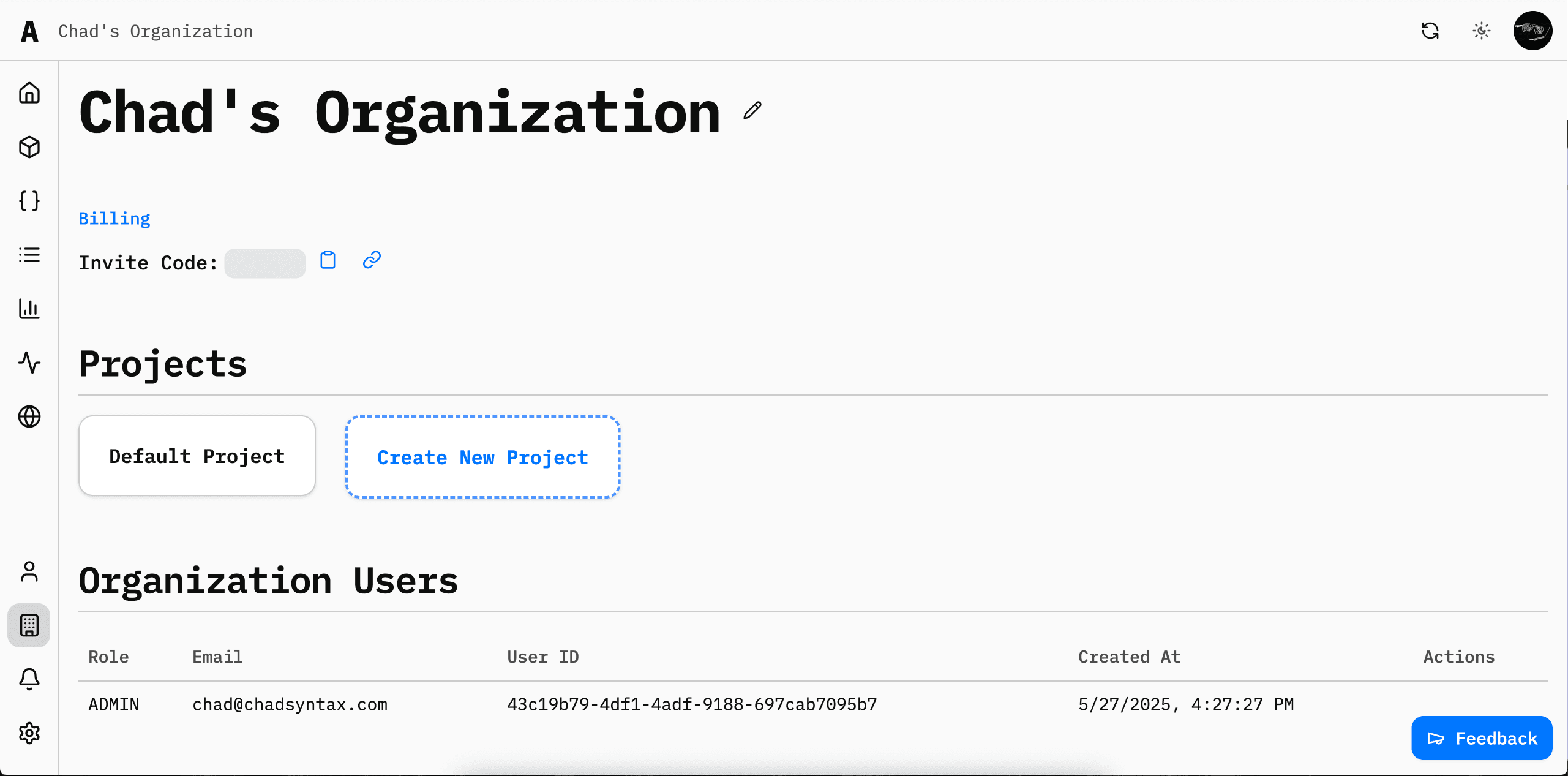 Organization Page Screenshot