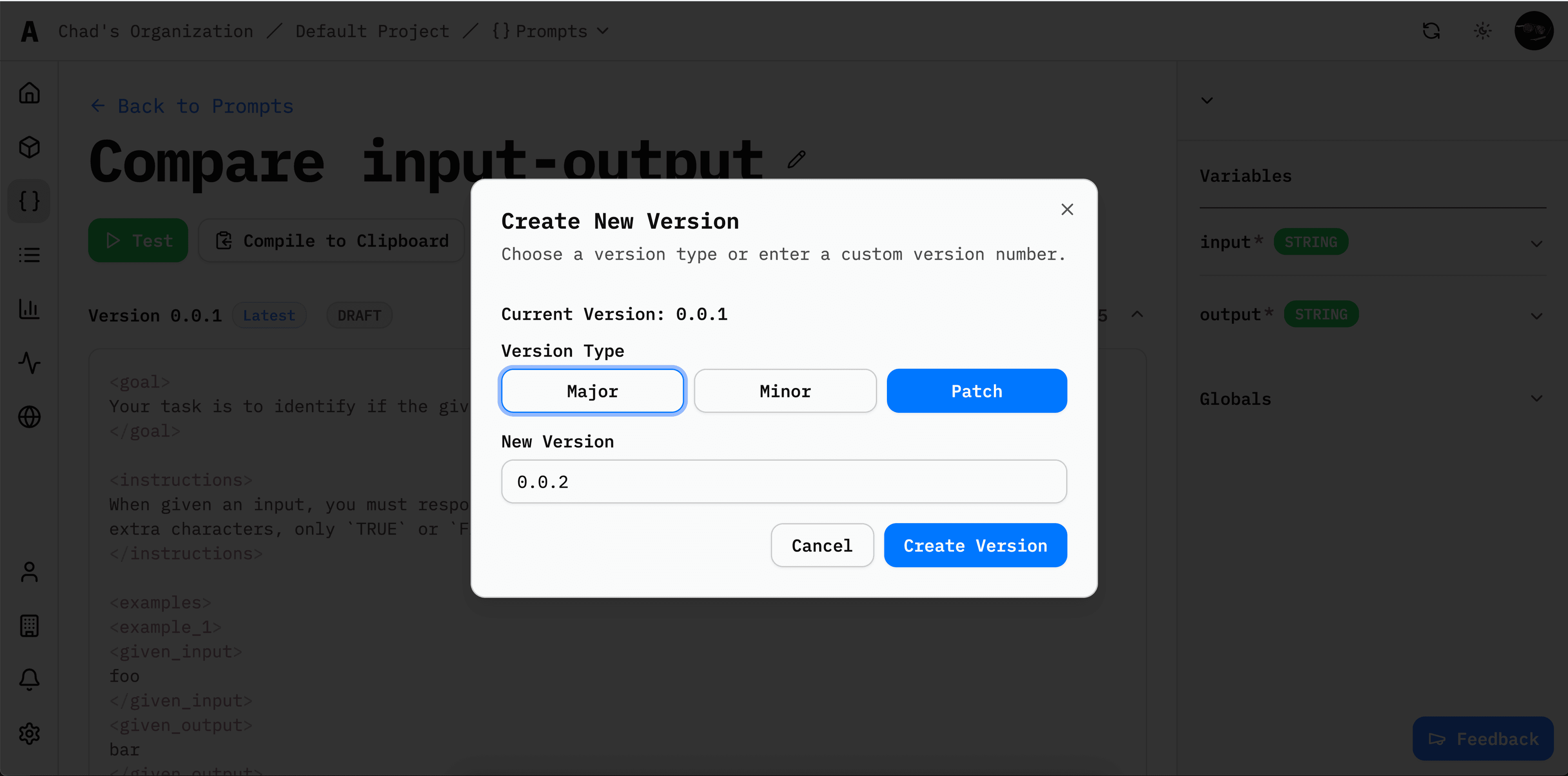 Create Version Screenshot