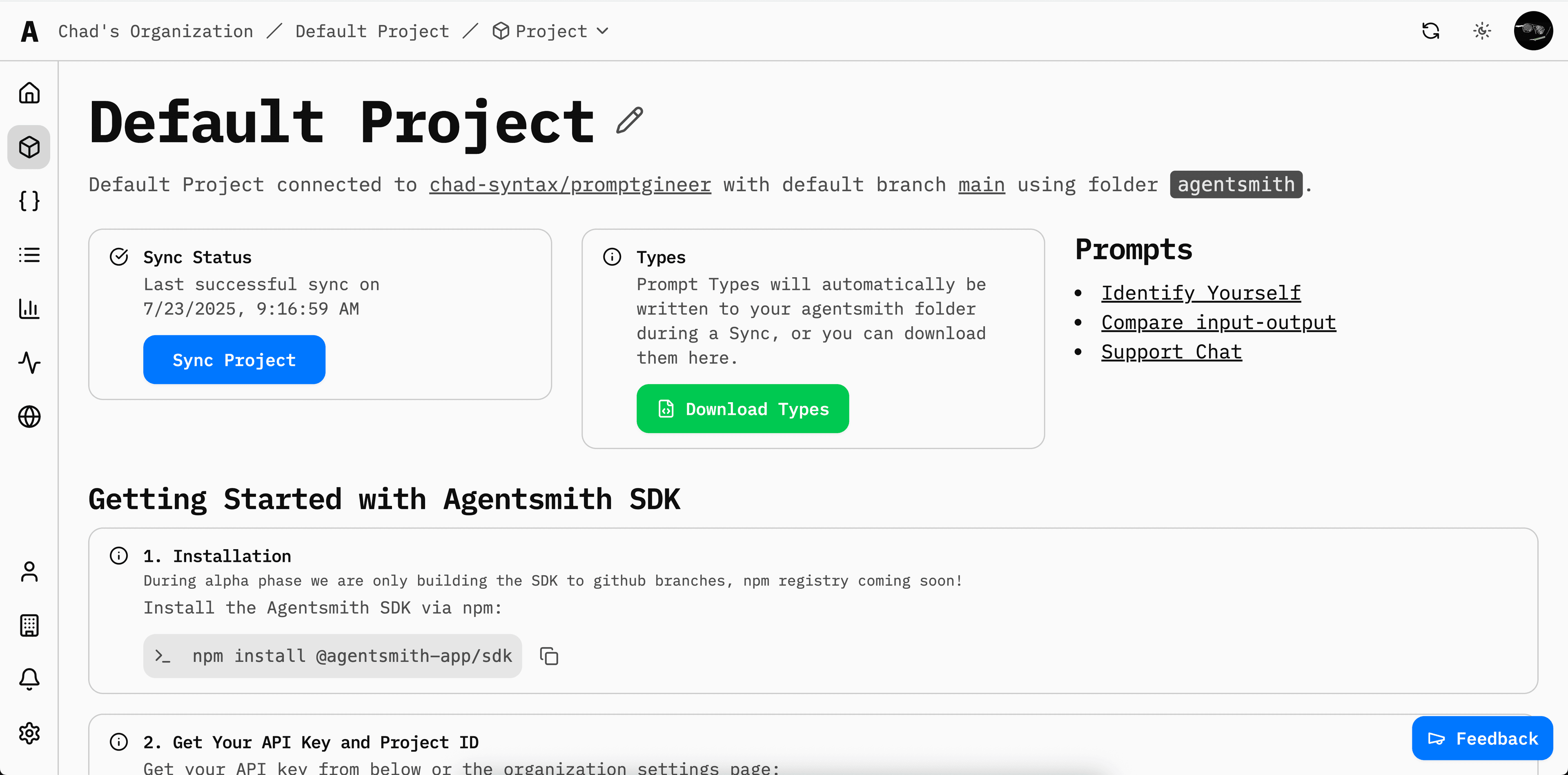 Project Home Screenshot