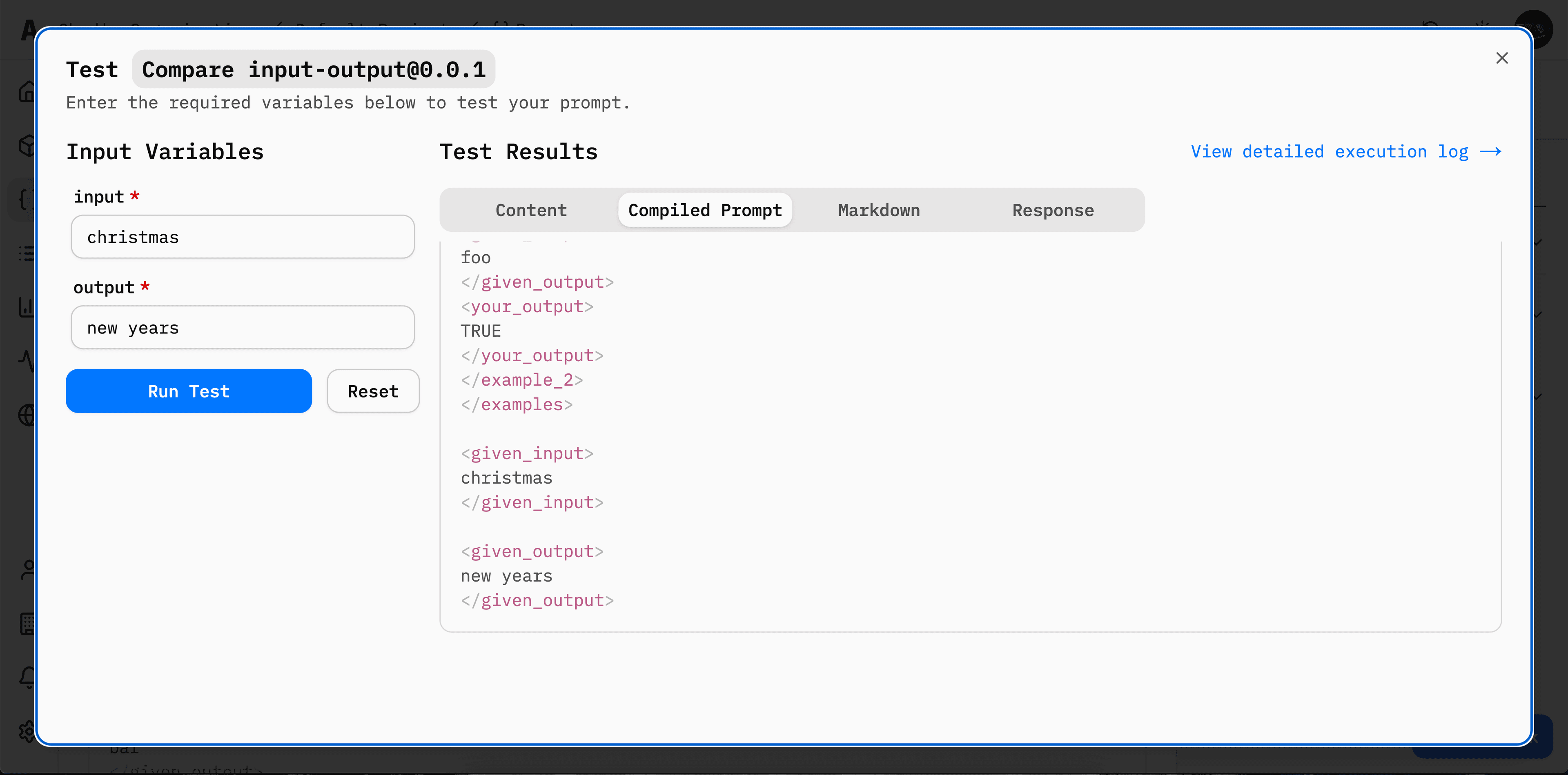 Test Prompt Screenshot